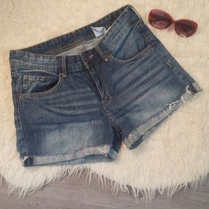 H&M Sz 4 Rolled Raw Hem Blue Jean Shorts